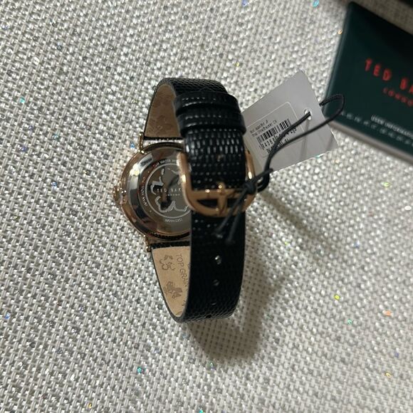 Ted Baker Phylipa Iconic Bow Black Rose Gold Leather Strap Watch - Picture 7 of 16